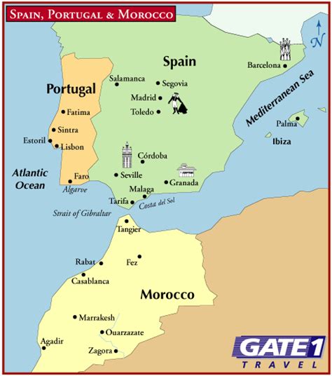 mapa de espana y marruecos